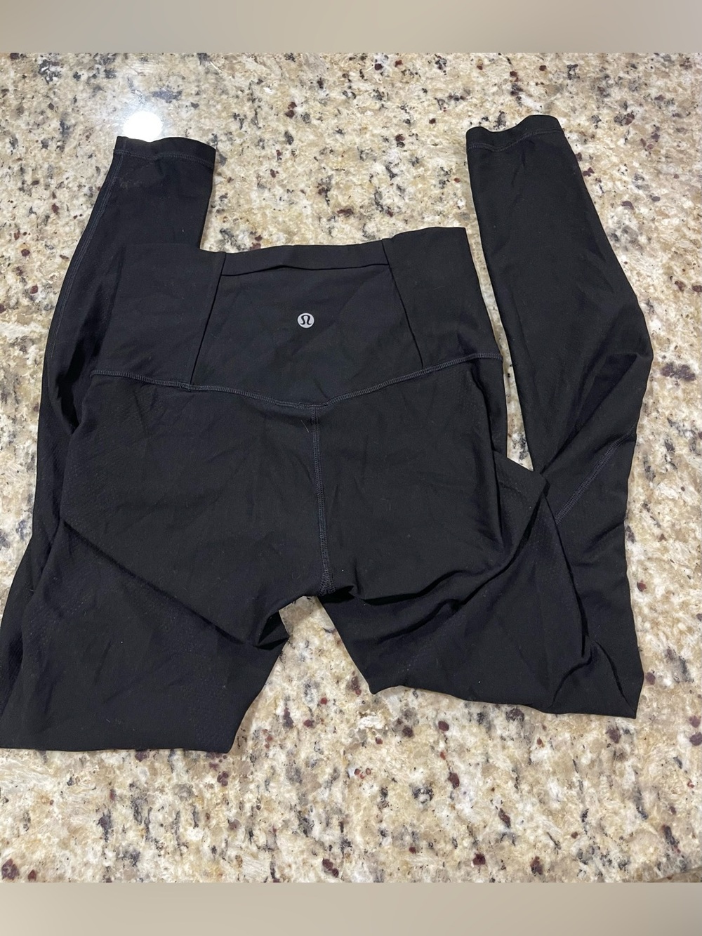 lululemon athletica Black High-Rise Leggings (tall) with Center Logo - Picture 1 of 7